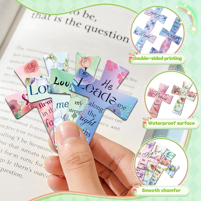100Pack Magnetic Bookmarks Bulk Cross Bible Bookmark Christian Bookmarks for Women Men Kids Adults Teacher Book Lovers Gifts, Book Marks for Reading Religious Verses Magnet Bookmark Clips (Flower)