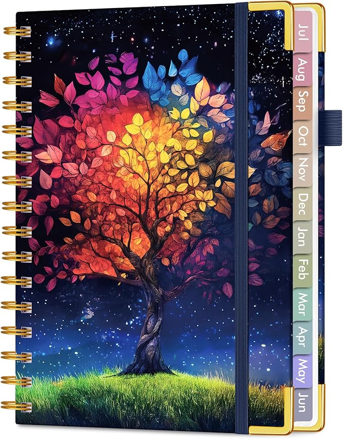 Academic Planner 2026-2027, Hardcover Weekly and Monthly Calendar Planner from July 2026 - June 2027, Daily Agenda Planners with Tabs, College School Organizer for Student Teacher, A5 (6.1" x 8.2"), Colorful Tree