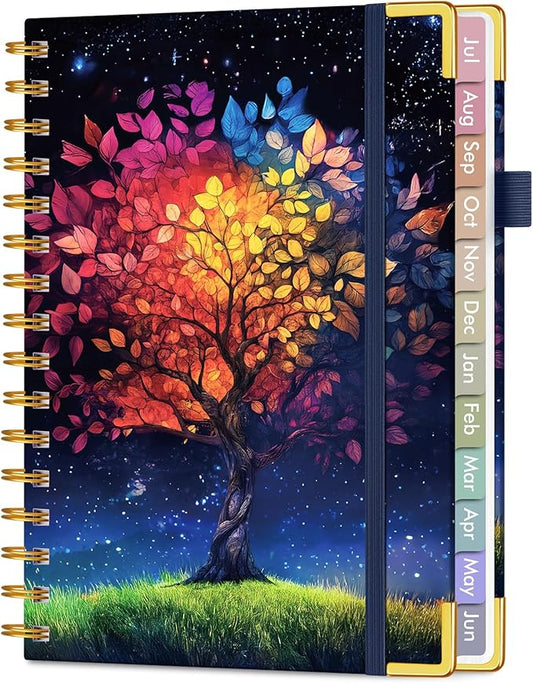 Academic Planner 2026-2027, Hardcover Weekly and Monthly Calendar Planner from July 2026 - June 2027, Daily Agenda Planners with Tabs, College School Organizer for Student Teacher, A5 (6.1" x 8.2"), Colorful Tree