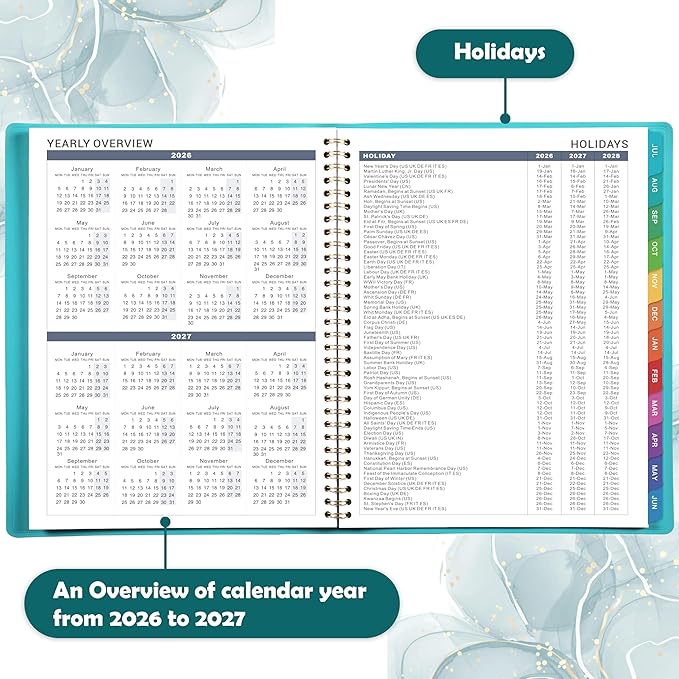 2026-2027 Weekly Appointment Book - Appointment Book 2026-2027 with Soft Cover, Jul 2026 - Jun 2027, 8.26"x 11.4", Daily/Hourly Planner with Tabs, 15 Minutes, Wirebound - Green