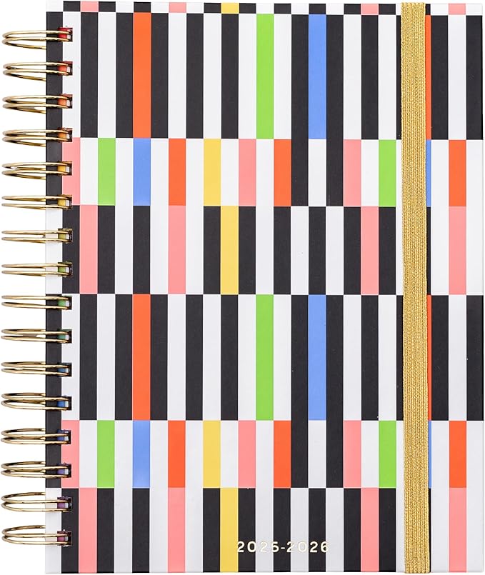 ban.do 17-Month Medium Daily and Weekly Planner August 2025 - December 2026, Hard Cover Spiral Agenda with Monthly Calendar, Stickers, Art & Bonus Pages (Mid Century)