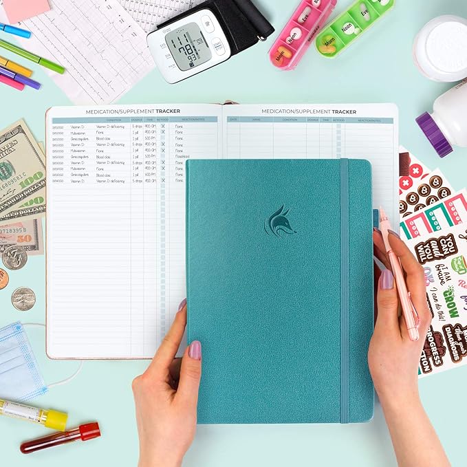 Clever Fox Large Medical Planner 12-Month – Medical Notebook, Health Diary, Wellness Journal to Track Health – 12 Months, 7x10.5″ (Aquamarine)