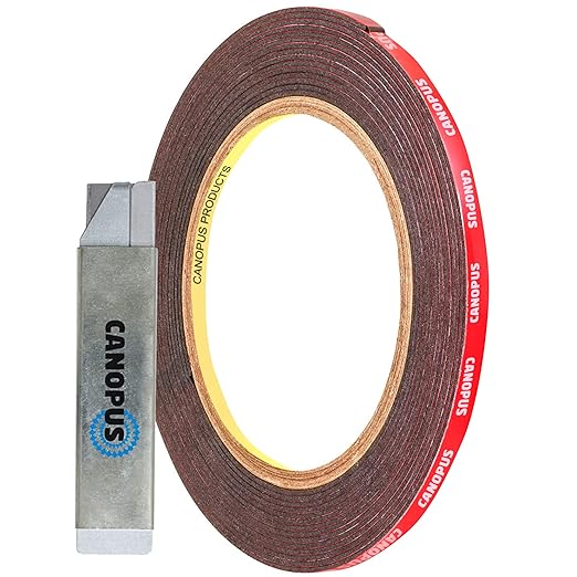 CANOPUS Double Sided Tape, 5952 Heavy Duty Mounting Tape, Strong Bond & Weatherproof Seal Strip for Automotive Mounting, Picture and Photo Frame, Poster, Craft, 0.125 in x 15 ft, Black, Made in USA