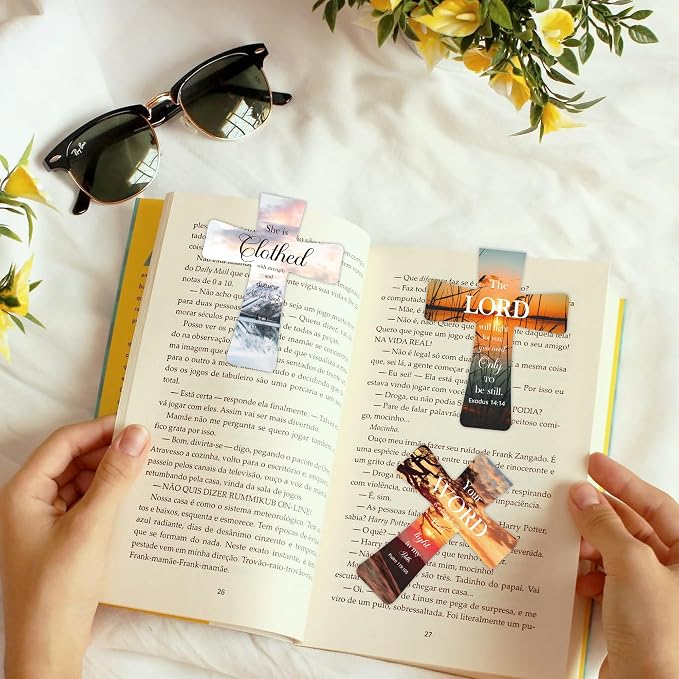 Christian Magnetic Bookmarks for Men, 30 Pcs Bible Cross Magnet Bookmark Clips for Reading, Scripture Faith Book Marks, Inspirational Religious Gifts for Christians Church Members