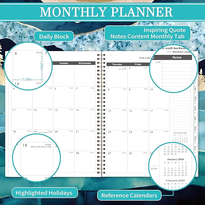 Monthly Planner 2026-2030 - 5 Year Monthly Calendar 2026-2030, Jan.2026 - Dec.2030, 9" x 11", 60 Months with Tabs, Double-Side Pocket, Holidays, Pages, Elastic Closure