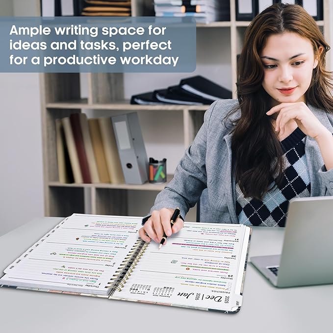 2026 Planner, Weekly and Monthly Calendar Planner Book, January 2026 - December 2026, Hardcover Spiral Planner with Monthly Tabs, Notes Pages, Perfect for Women & Men, A4 (8.5" x 11") - Deer