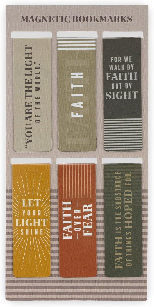 Christian Art Gifts Inspirational Magnetic Bookmark Pagemarker Set for Men & Women: Faith Over Fear, Stylish Multicolors & Encouraging Bible Verse Messages, Reading, Books, Bibles, 6 Piece Set