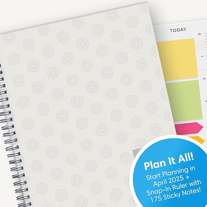 Blue Sky 15 Month 2025-2026 Weekly and Monthly Academic Year Planner Calendar, April 2025 - June 2026, 7" x 9", Flexible Cover, Wirebound, Laminated Tabs, Includes Ruler & Sticky Notes, Regency