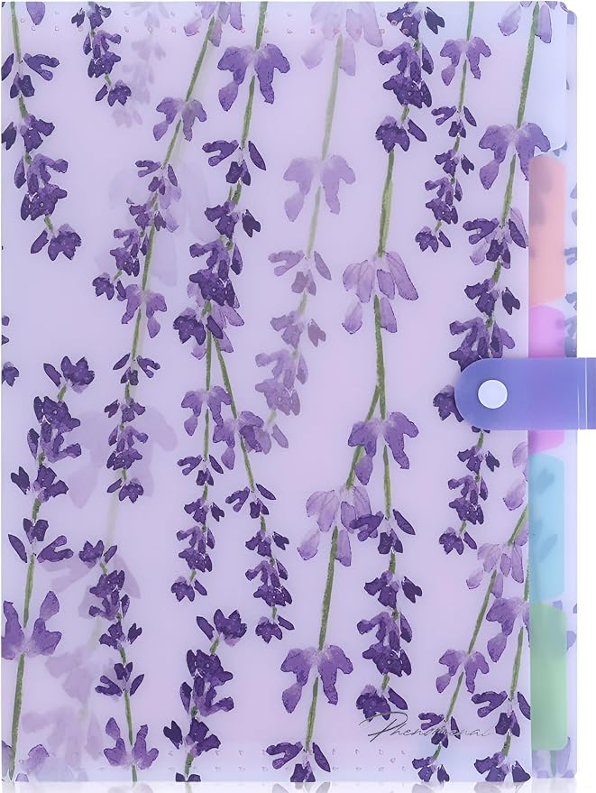 Forest Series Expanding File Folder Stylish Funky Cute Retro Document Organizer with Natural Scenes for Students,Teachers & Freelancers - Purple Lavender