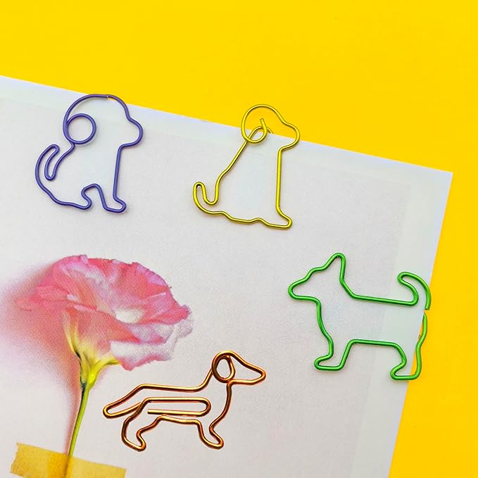 Cute Paper Clips Dog Shaped Decorative Bookmark Clips, Funny Gifts for Dog Lovers Coworkers Women, Mothers Day Teacher Appreciation Gifts, 60 PCS