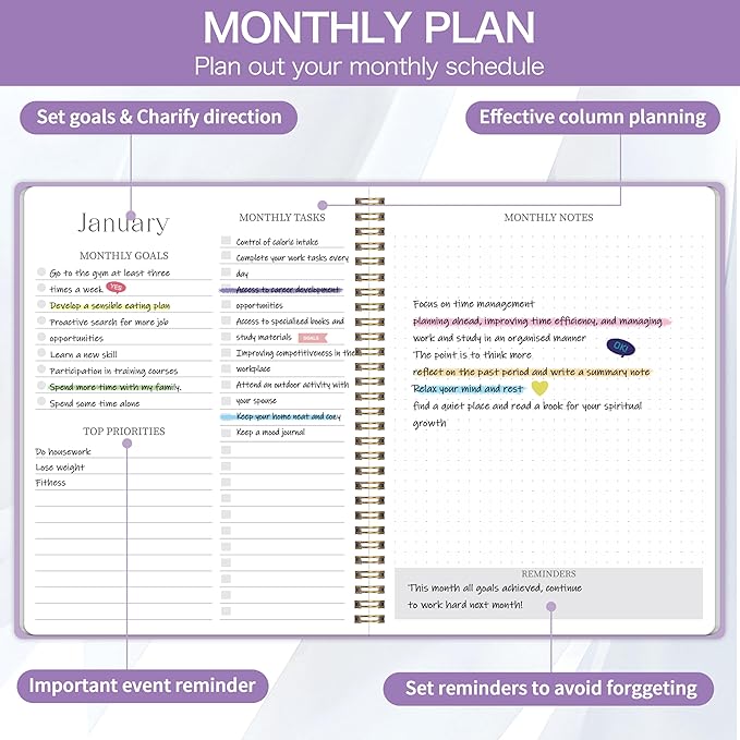 2026-2027 Monthly Planner - 2 Year Monthly Planner 2026-2027, Jan 2026 - Dec 2027, 7" x 9", 2 Year Calendar with 24 Month, Twin-wire Binding, Note Pages, Purple