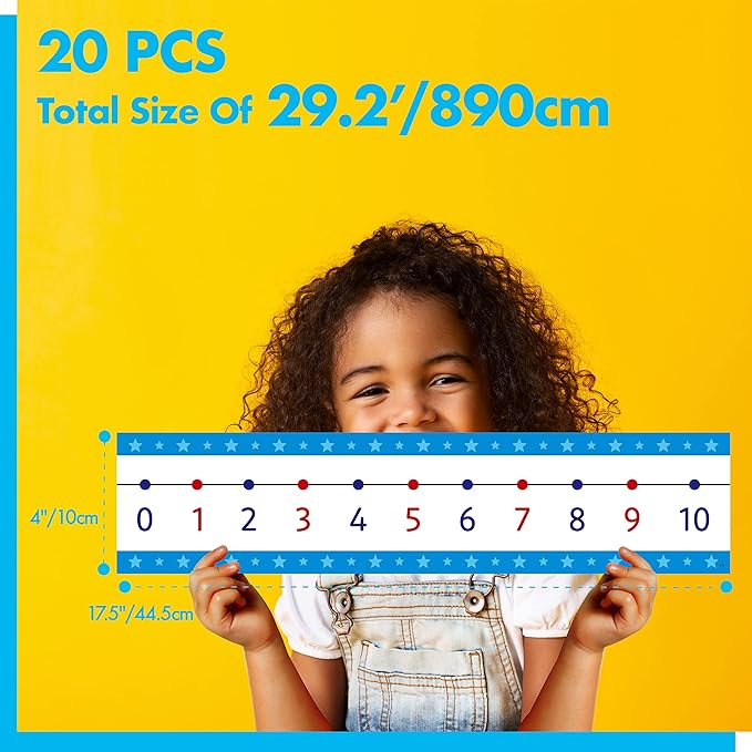 Number Line Bulletin Board Set, -100 to 100 Blue Number Line Classroom Decoration Bulletin Board Border School Wall Door Math Class Decoration Supplies for Classroom, Teacher Office, Kids Room