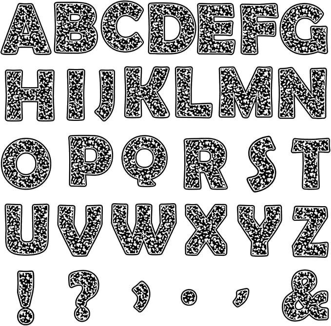 150 PCS Large 6" Bulletin Board Letters Set, Black Composition Classroom Alphabet Cutout Letter for Bulletin Board Display School Combo Pack, A Great Helper to Inspire Students' Learning Interest