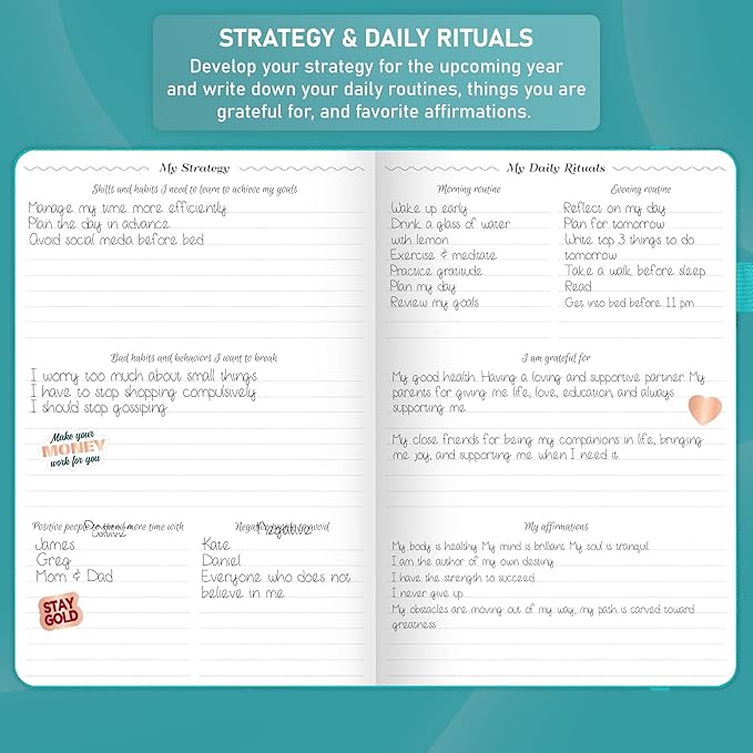 GoGirl Weekly Schedule Planner – Hourly Work & Life Planner with Time Slots – Vertical Agenda Organizer for Daily Productivity, A5 (Turquoise)