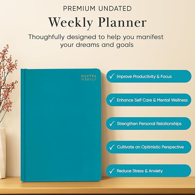 2026 Planner, Daily Journal & Gratitude Journal All-In-One with To Do List, Self Care Prompts & Habit Tracker - 5.8 x 8.3 - Teal