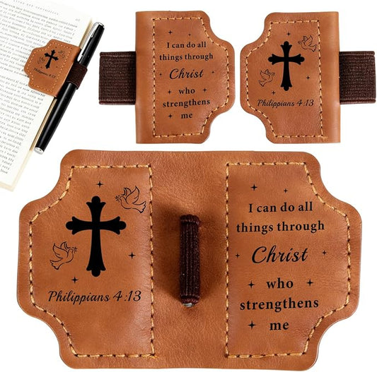 Confirmation Gifts for Teen Girls Boys, Christian Leather Bookmark for Women Men, Religious First Communion Baptism Gifts for Men Women Adults Bible Accessories Bible Study Catholic Bible Bookmark