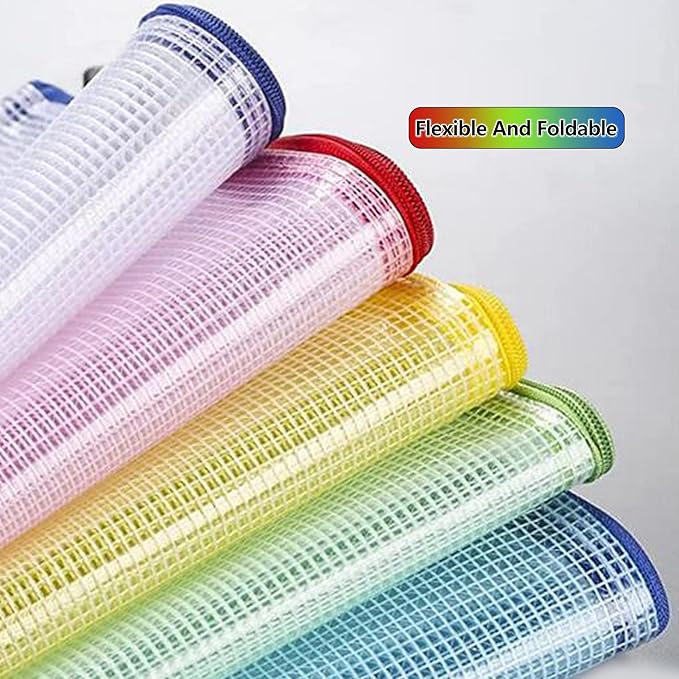 Mesh Document Bag Set of 10, Waterproof Zipper Pouch / A4 Size Zip File, for Household Daily Storage School Office M-D-2B (Red & Yellow (2 Pcs), A4 (13.5×9.5 Inch))