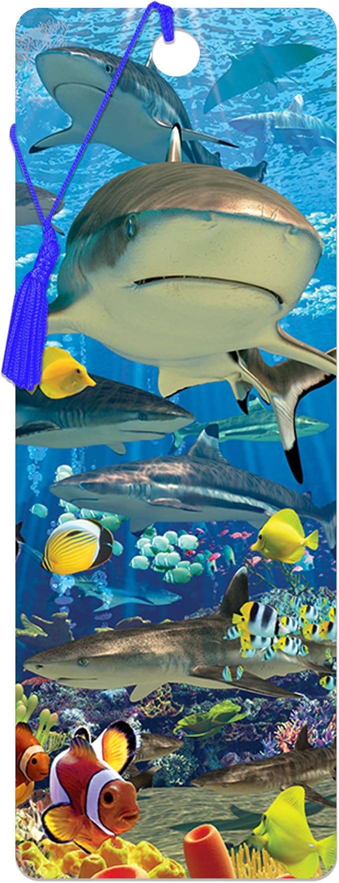 3D LiveLife Bookmark - Shark Reef from Deluxebase. Cute Lenticular Shark Page Marker. Animal Themed Accessories for Book Lovers. Small Gifts for Men, Women, Writers and Teachers.