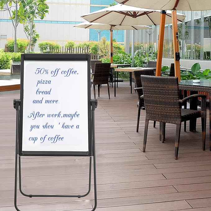 U Stand White Board Easel, 36x24 Double Sided Magnetic Dry Erase Board with Flipchart Paper Pad Height Adjustable Whiteboard with Sturdy Aluminum Frame for Home Office Classroom, Black