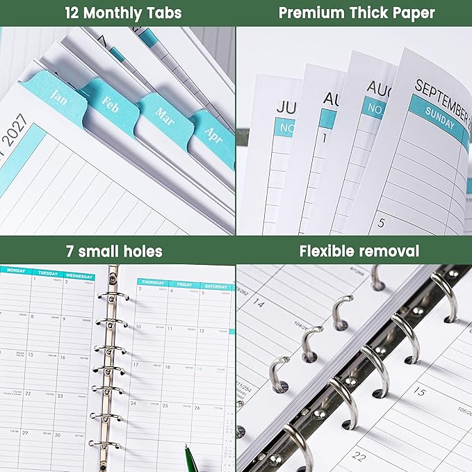 2026-2028 Monthly Planner Refill - 7-Hole Punched, A5 Planner Inserts, from Jul. 2026 - Jun. 2028, Planner Refills with 7-Hole Punched, 5-1/2" x 8-1/2", Two Pages Per Month,Monthly Tabs