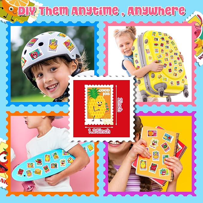 HORIECHALY 300Pcs Large Scented Stamp Stickers, Scratch N Sniff Sticker for Kids Smelly Motivational Reward Stickers for Teacher, Incentive Positive Decal for Student,School Supplies Gift