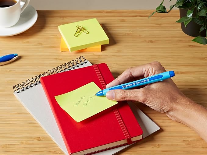 Schneider Slider Memo XB (Extra Broad) Ballpoint Pen, 1.4 mm, Light Blue Barrel, Blue Ink, Box of 10 Pens (150203)