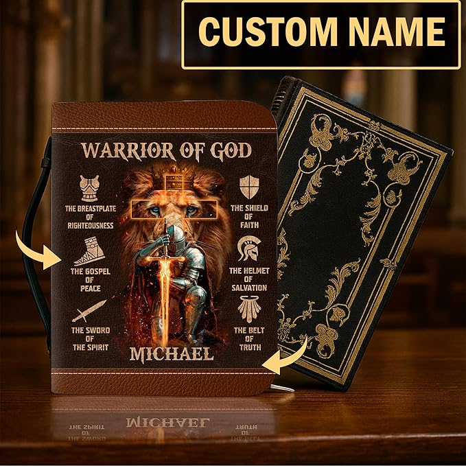 Personalized Man of God Bible Cover, God Says I Am Bible Case PU Leather, Bible Holder Handle Zipper, Faith Scripture with Name Case Bag, Religious Gifts for Church Christians Women Men (GOD-04)