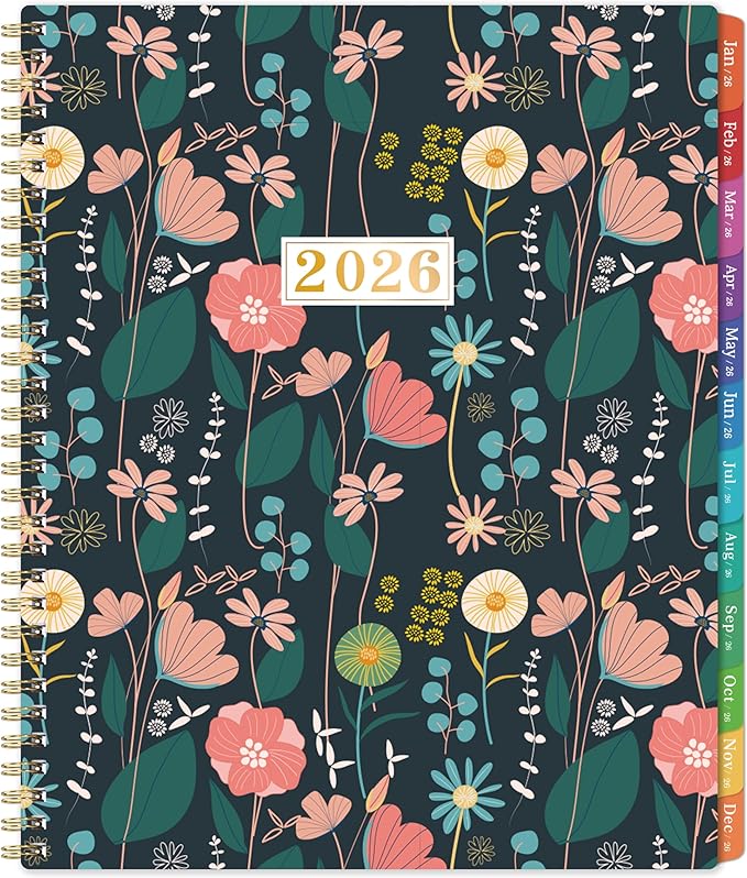 2026 Monthly Planner - January 2026 - December 2026, 9" x 11", Large Calendar 2026, 12 Months Planner with Monthly Tabs, Double Pockets, Spiral Binding