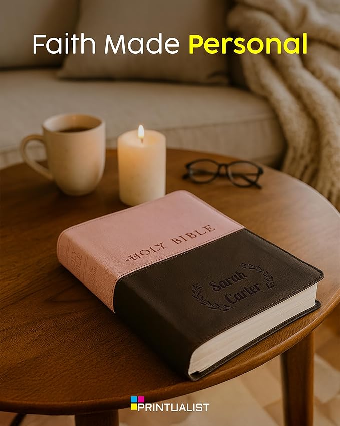 Personalized NLT Bible with Engraved Name, Evergreen Mountain Personal Size Giant Print, Faux Leather, New Living Translation