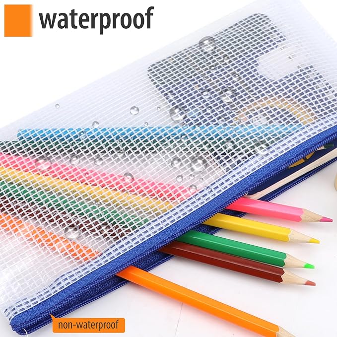 YOPCDJ 20PCS Mesh Zipper Pouch Bags Small, Zipper Pencil Pouches, 9.3 x 4.7 inch Clear Pencil Pouch Bulk, Clear Bags with Zipper for Travel Storage and Classroom Organization