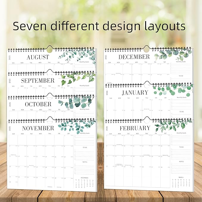 Aesthetic Wall Calendar 2026, 12 Monthly Horizontal Calendar January 2026 to December 2026, 14.5" x 11.5" Modern Wall Hanging Calendar for School, Home, Office for Monthly Organizing & Planning