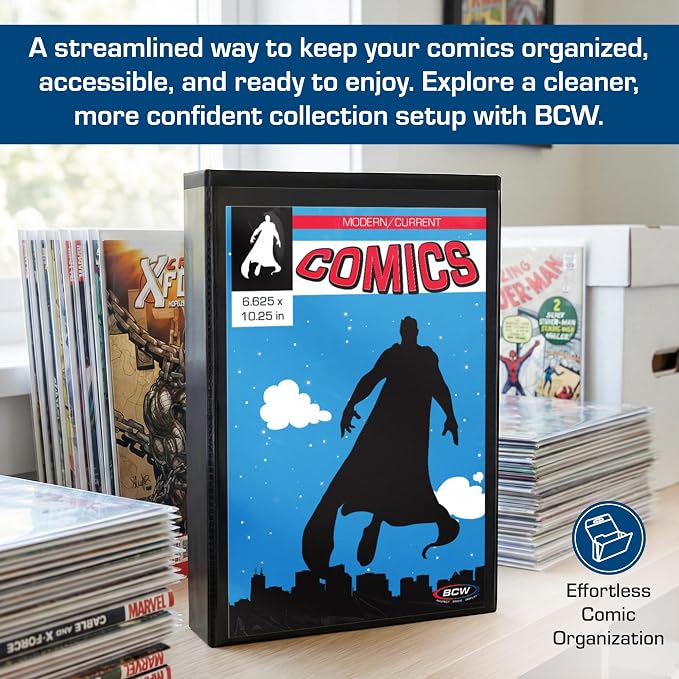 BCW Comic Book StorFolio Kit – Includes Magnetic Comic StorFolio + 50 Current Premade® Resealable Comic Book Bags and Boards | Comic Book Carrying Case & Storage Organizer
