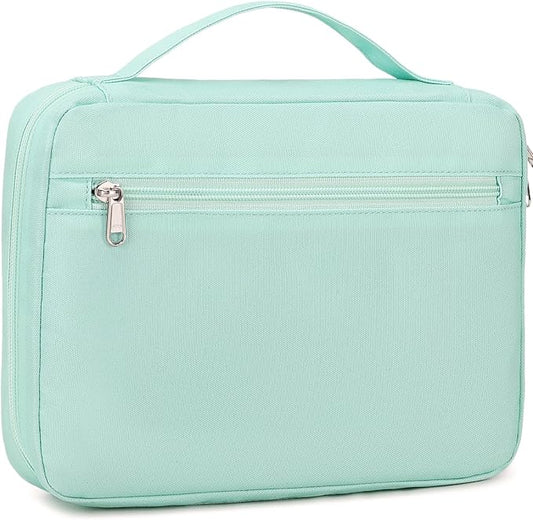 JIANYA Bible Cover Case for Women Girls - Large Bible Bag for Women Book Carrying Case with Pocket and Handle, Light Green