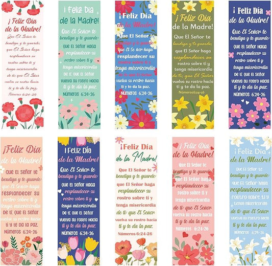 200 Pcs Mother's Day Bookmarks, Spanish Religious Bible Verse Bulk Paper Bookmark Church Gifts for Mom, Christian Inspirational Quotes Book Mark Gift for Women Mama Reading Lover
