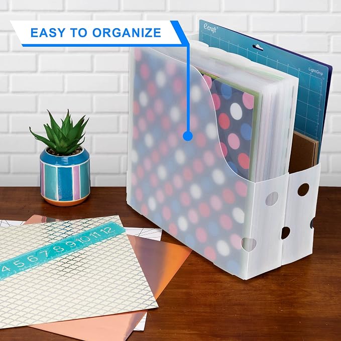 Samsill Scrapbook Paper Storage Organizer, 6 Count of Individual Top Loading Files with Customizable Tabs, Holds 12 x 12 Inch Scrapbook, Vinyl, Photos, Clear, PVC and Acid Free, 6 Pack
