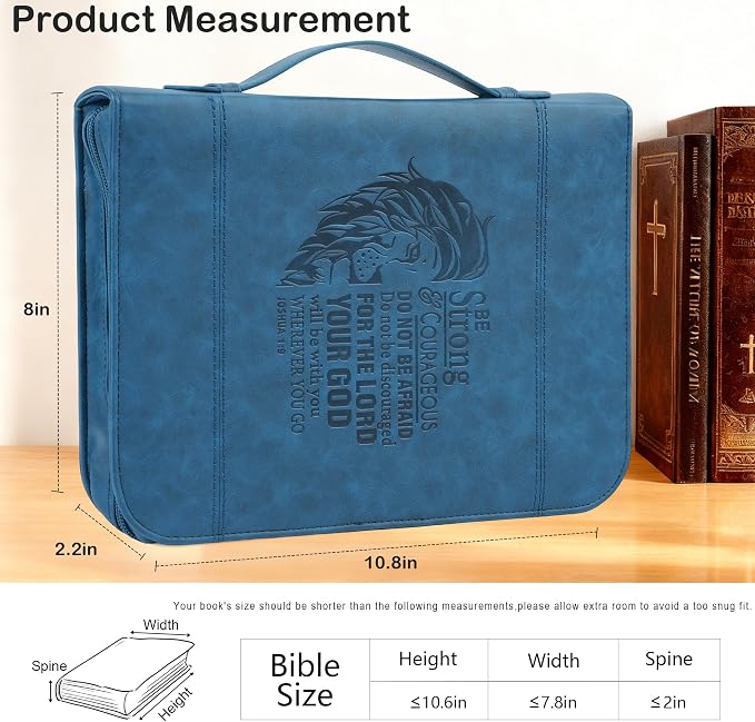 Faithful Hers Bible Covers for Men 2pcs Bible Case Set with Notebook PU Leather Church Bag Bible Study Book Case with Handle Lightweight Carrying Bags Christmas Gift