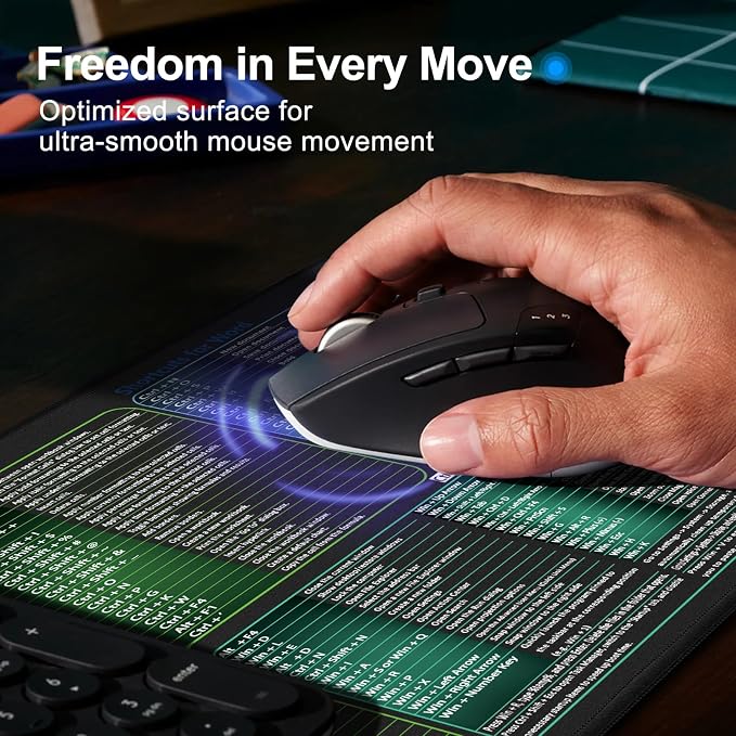 secret corner excel&Word&Windows&powerpoint Cheat Sheet Mousepad,ExtraLarge Office Desk Accessories Desk mat,Office Keyboard Shortcuts Motse pad, Nonslip for Computer Gaming Mouse pad 31.5"x11.8"