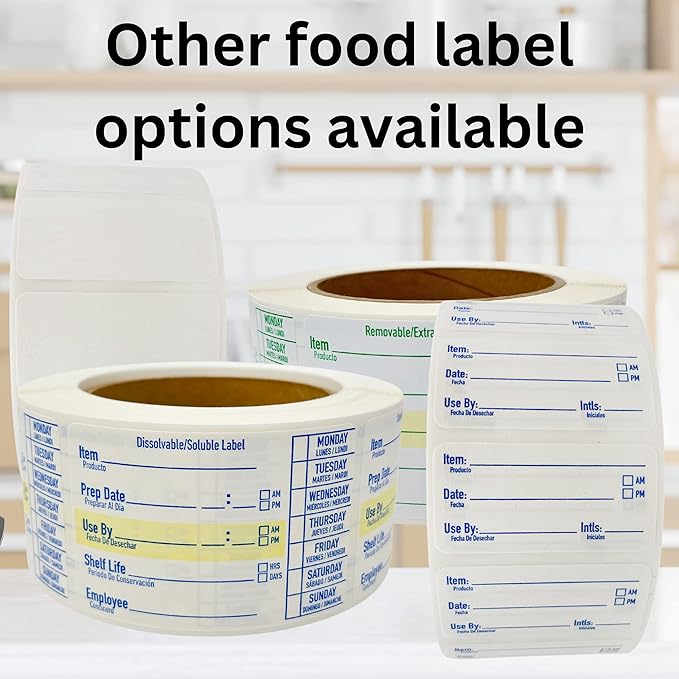 2x1 Dissolvable Food Labels, 1000 Label Stickers, Bottle Labels for Storage Bins, Sticker Labels for Food containers, (1000, Black)