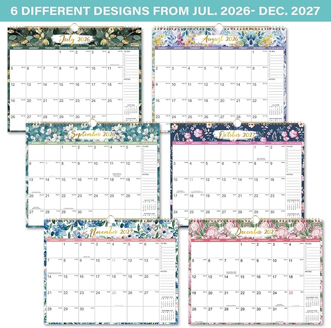 Calendar 2026-2027 - 2026-2027 Wall Calendar, Jul 2026 - Dec 2027, Large Wall Calendar 2026-2027, 15" x 11.5", 18 Months Calendar 26-27 Large with Hook, Notes & To-do List, Perfect for Organizing