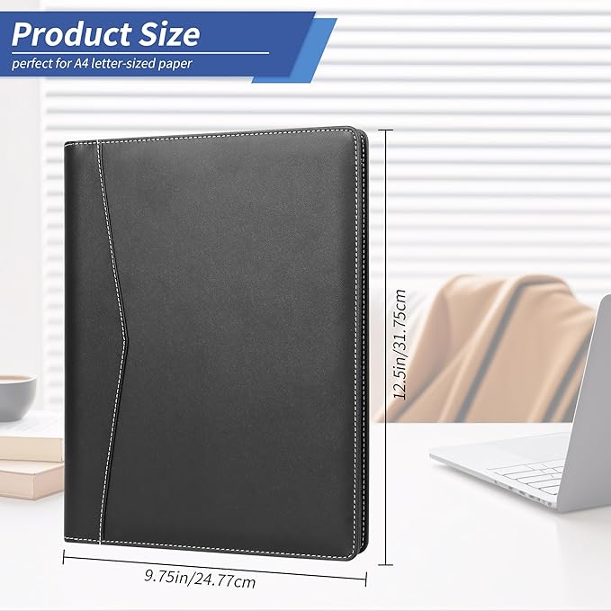 Pacific Mailer Padfolio Clipboard Folder Portfolio Organizer with Removeable Clipbaord Folio Clipboard Binder [Black]