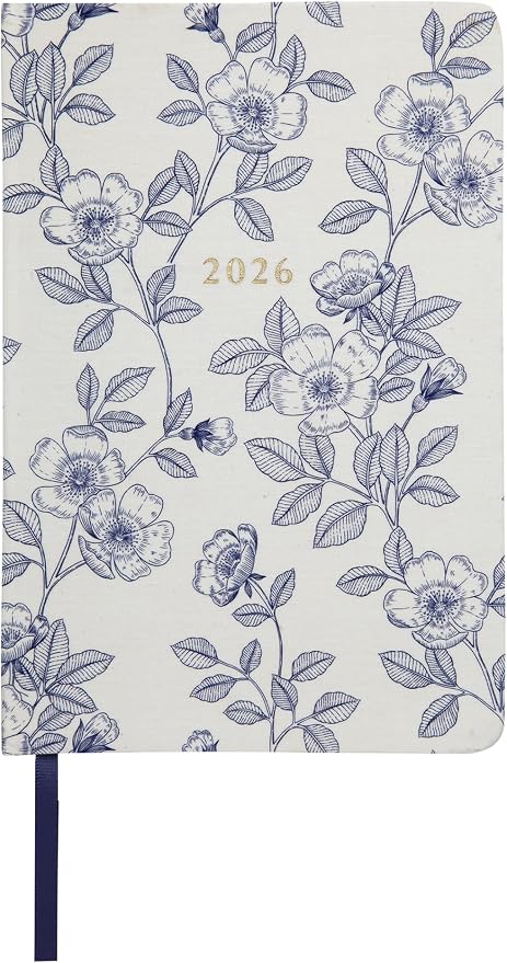 WORLD TRAVELER 2026 Planner - 6x8 Inch Weekly and Monthly Calendar Planner Agenda Book with Bookmark & Ribbon for School and Office, Size 6X8, Blue & Navy