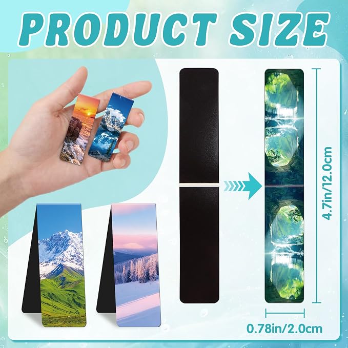 48Pack Magnetic Bookmarks Bulk Book Marks for Reading Women Men Adults Book Lovers Gifts, Cute Bookmarks Magnet Bookmark Clips Magnetic Page Markers Pretty Funny BookMarker (Scenery)