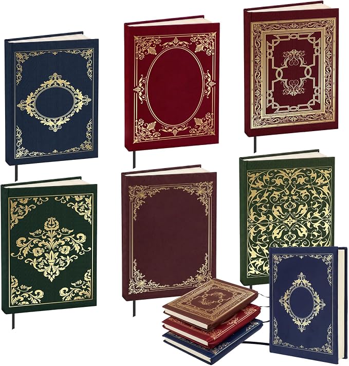 Gilprop 6 Pack Vintage Book Cover 9 x 11 in Jumbo Stretchable Book Cover for Most Hardcover Fabric Reusable Washable Protective Covers for Textbooks(Multicolor)