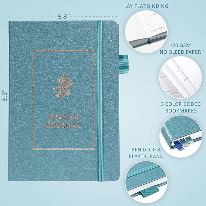 Legend Prayer Journal for Women & Men – Daily Devotional Notebook – Bible Study Supplies & Accessories – Faith Based Gifts – Religious Planner & Spiritual Gods Book, 5.8 x 8.3" (Aquamarine)