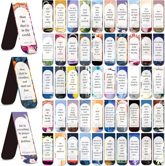 50 PCS Magnetic Bible Bookmarks for Men & Women - Inspirational Scripture Verse Page Markers with Tabs, Bulk Christian Gifts,Religious Reading Accessories
