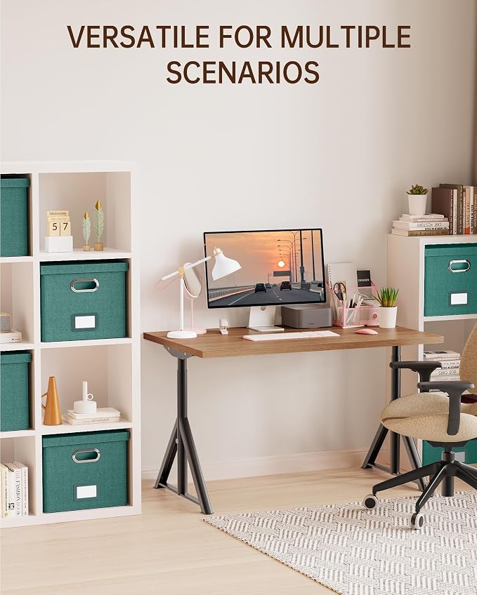 Oterri File Organizer with Lid, File Box, File Cabinet for Letter File Folder Storage, Hanging File Organizer for Office/Decor/Home,Document Organizer, 1 Pack,Forest-Green-Box Only