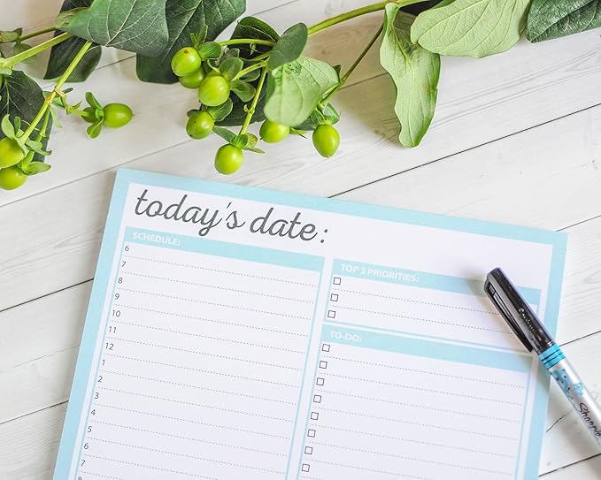 JULIANNE & CO Daily To-Do Undated Tear-Away Planner Notepads - Premium Personal Organizer for Home, Office, Work, School - 50 Pages for Daily Tasks, Notes, Water Intake and Meal Prep (8.5 x 11) (3-PK)