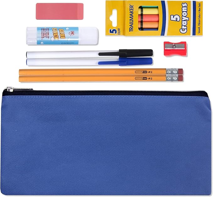 Trail maker 48 Pack Bulk Pencil Case with Supplies Included for Kids, Classrooms - Individually Packaged for Donation | Bulk School Supply Kits for Kids Kindergarten, K-6 Back to School Supplies