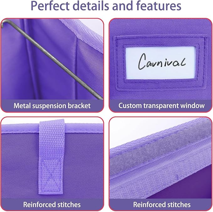abcxgood Desktop File Organizer Box,Collapsible Hanging Filing Box,Home Office Document Storage Organizer with Front Pocket and Handles, Letter Size Folder. (PURPLE)