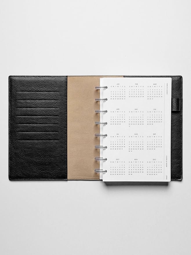 Cloth & Paper 2026 Year At A Glance Planner Single Page Dashboard | HP Classic 9 Disc Punch, 7 x 9.25 Inches | Transparent Vellum, Pre-Punched, Happy Planner Classic